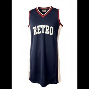 Retro‎ Classics Navy Athletic V Neck Jersey Dress Size M